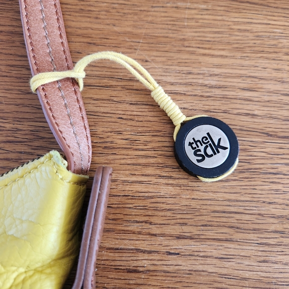 The Sak Kendra Leather Hobo Bag in Yellow, Brown, with Metallic Detail. - Picture 12 of 13